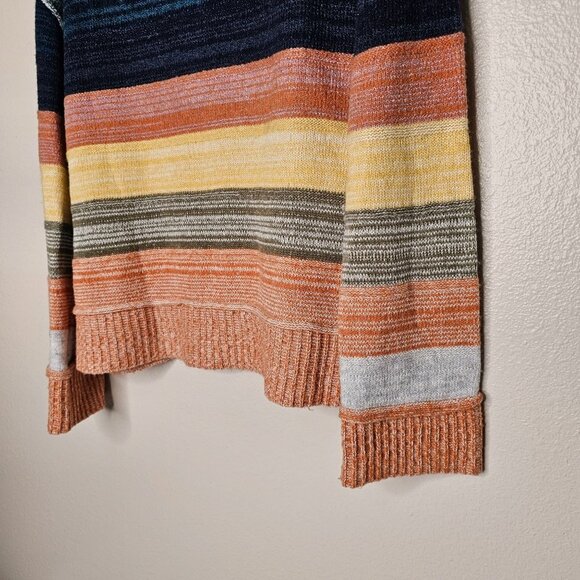 Caslon Size Medium Striped Turtleneck Knit Sweater Orange Blue Wool Alpaca Blend - Picture 3 of 6